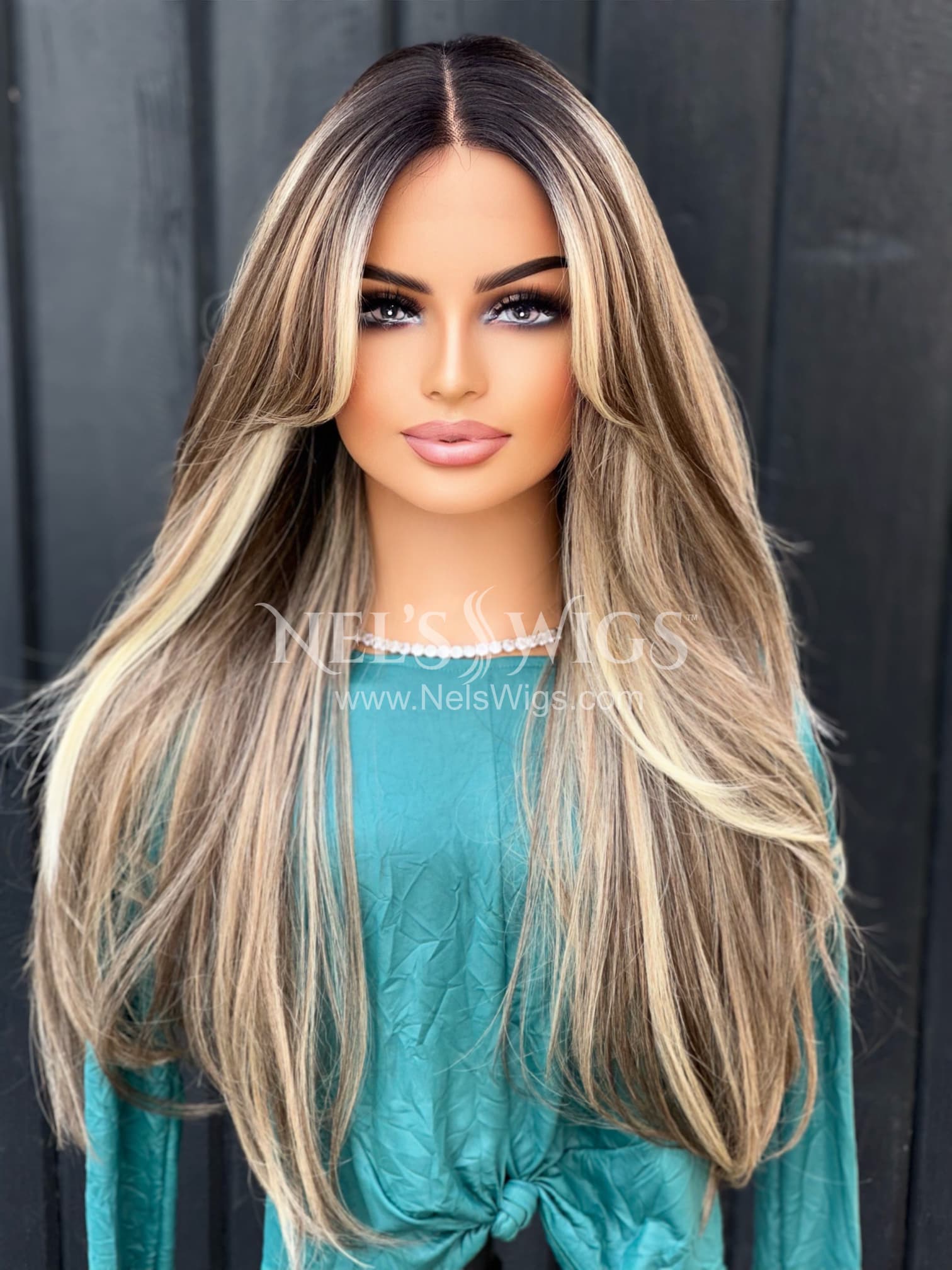 Madison - Warm Blonde and Light Brown Mix - Highlighted (Darker Roots)