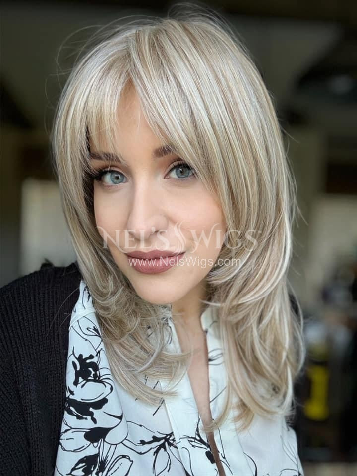 Amanda - Monofilament - Cream and Icy Blonde Mix