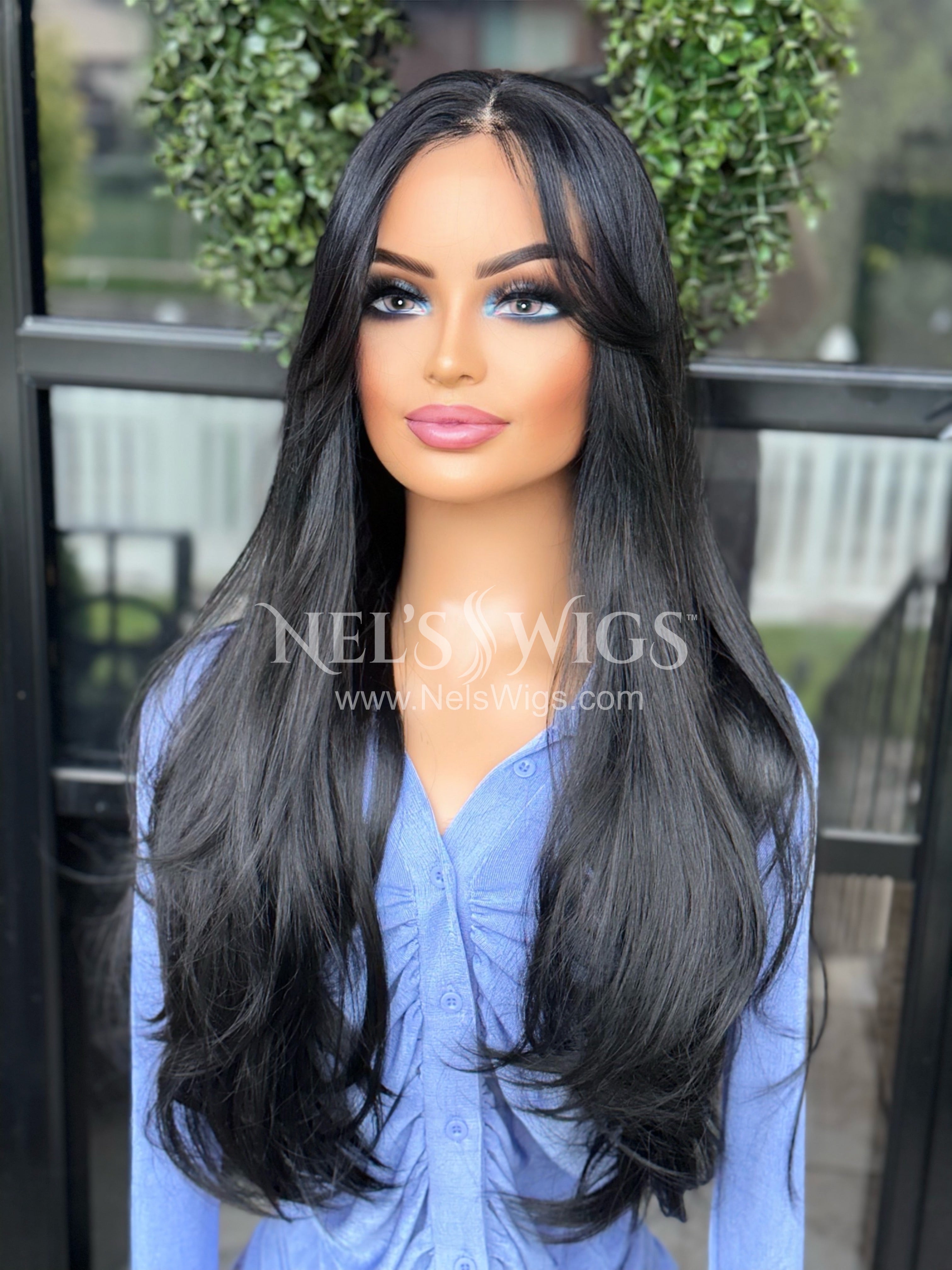 Straight Black Wig & Black Mix Wigs - Nels Wigs - Nel's Wigs