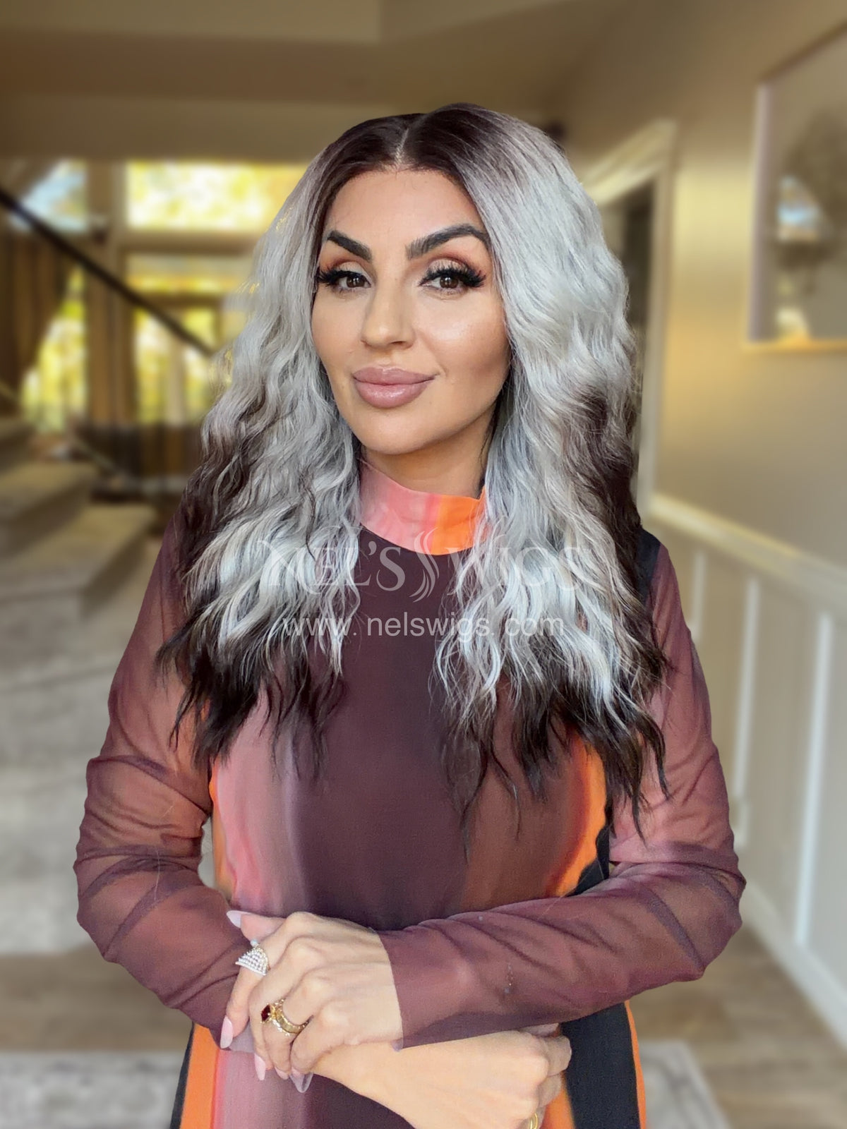 Ocean 12 - 23” - Silver &amp; Chocolate Brown Ombré