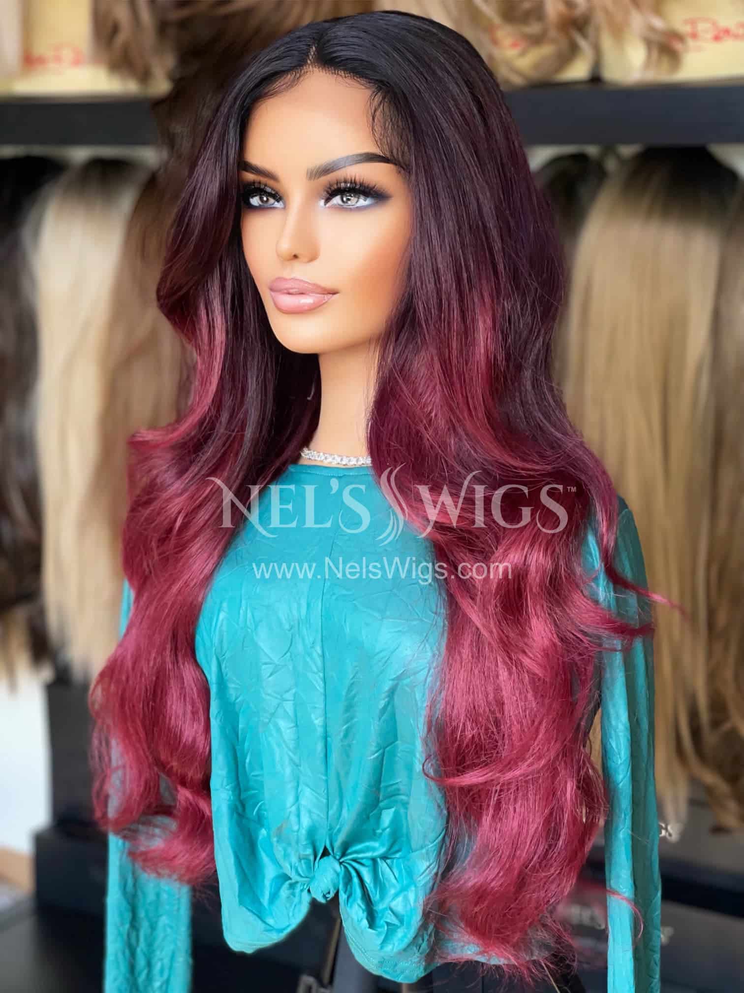 Nina – Soft Maroon Middle Part