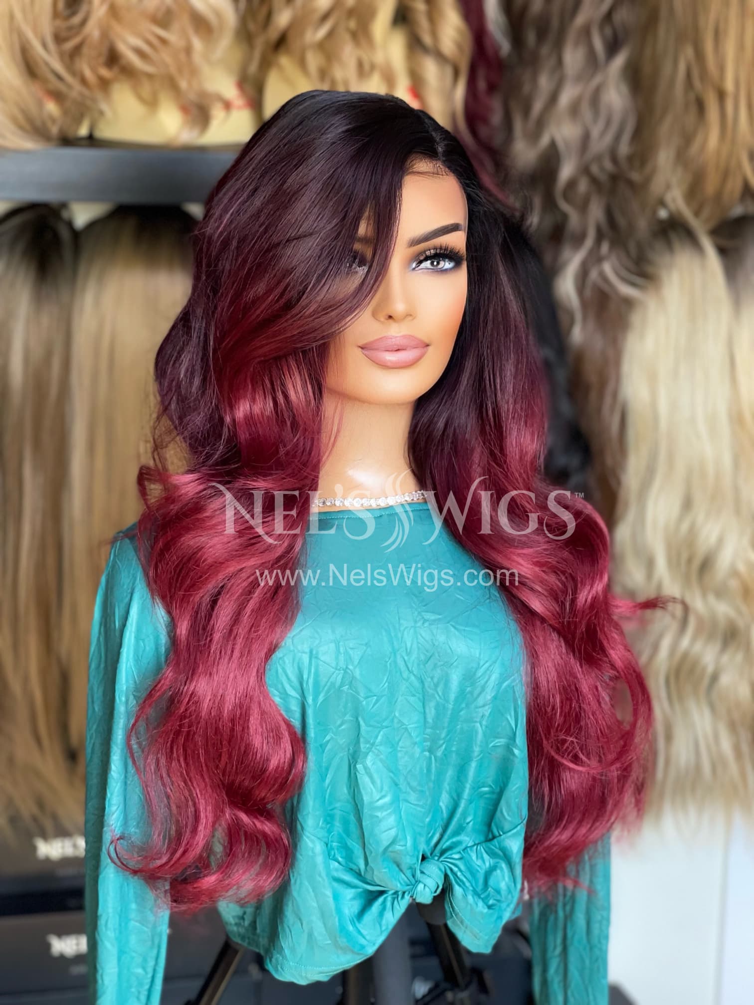 Nina – Soft Maroon Middle Part