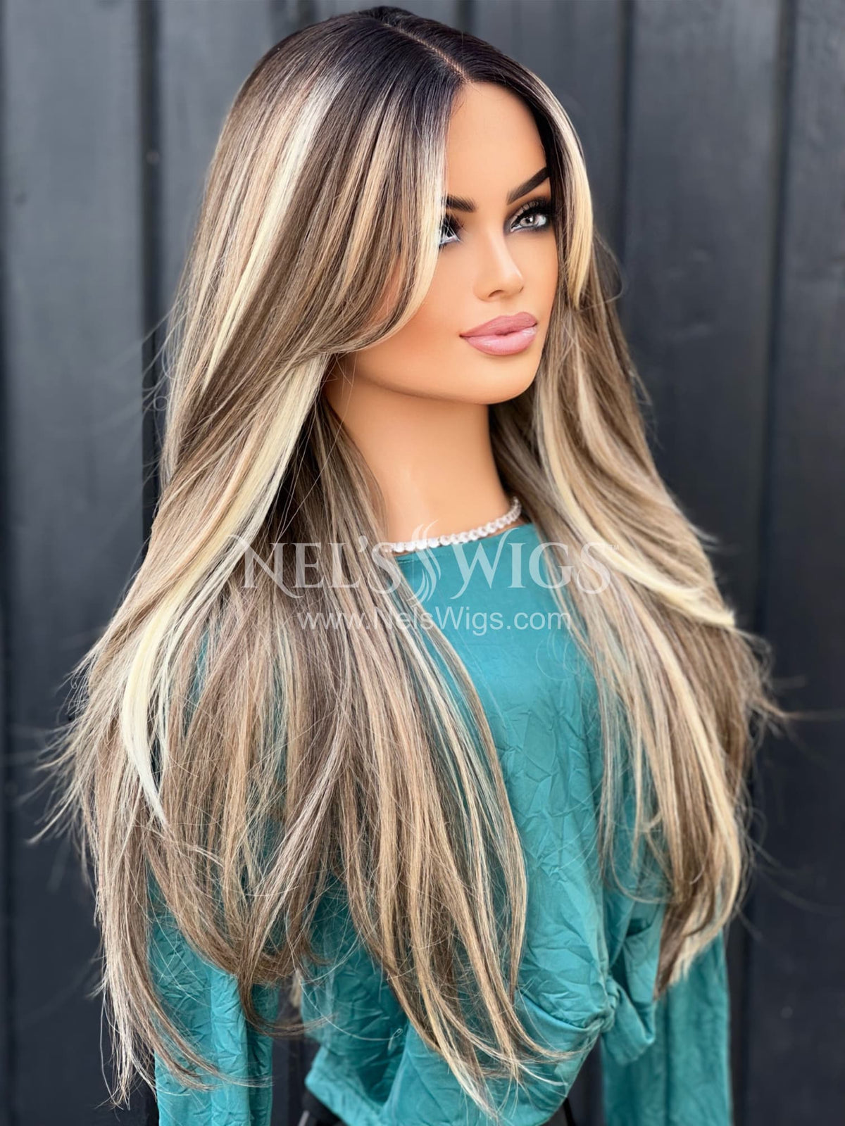 Madison - Warm Blonde and Light Brown Mix - Highlighted (Darker Roots)