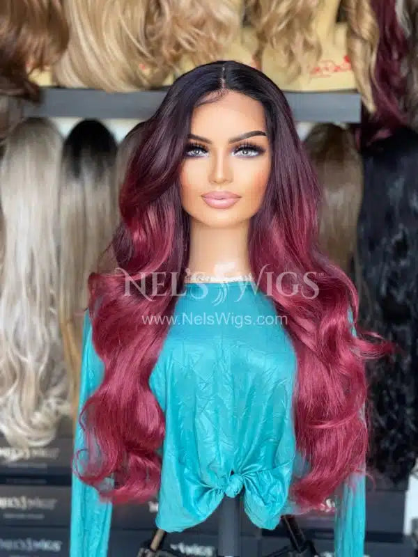 Nina – Soft Maroon Middle Part