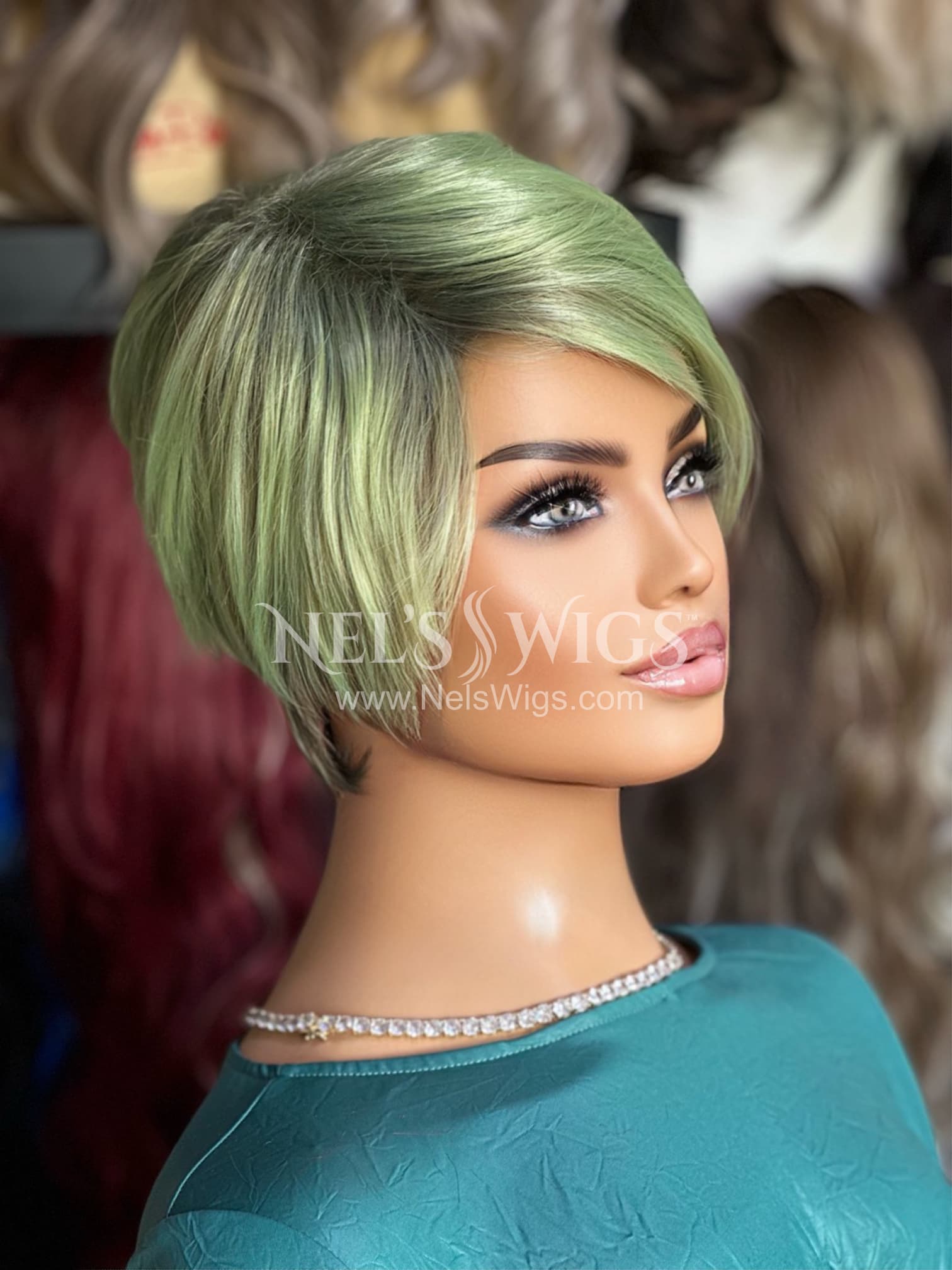 Green wigs for outlet sale