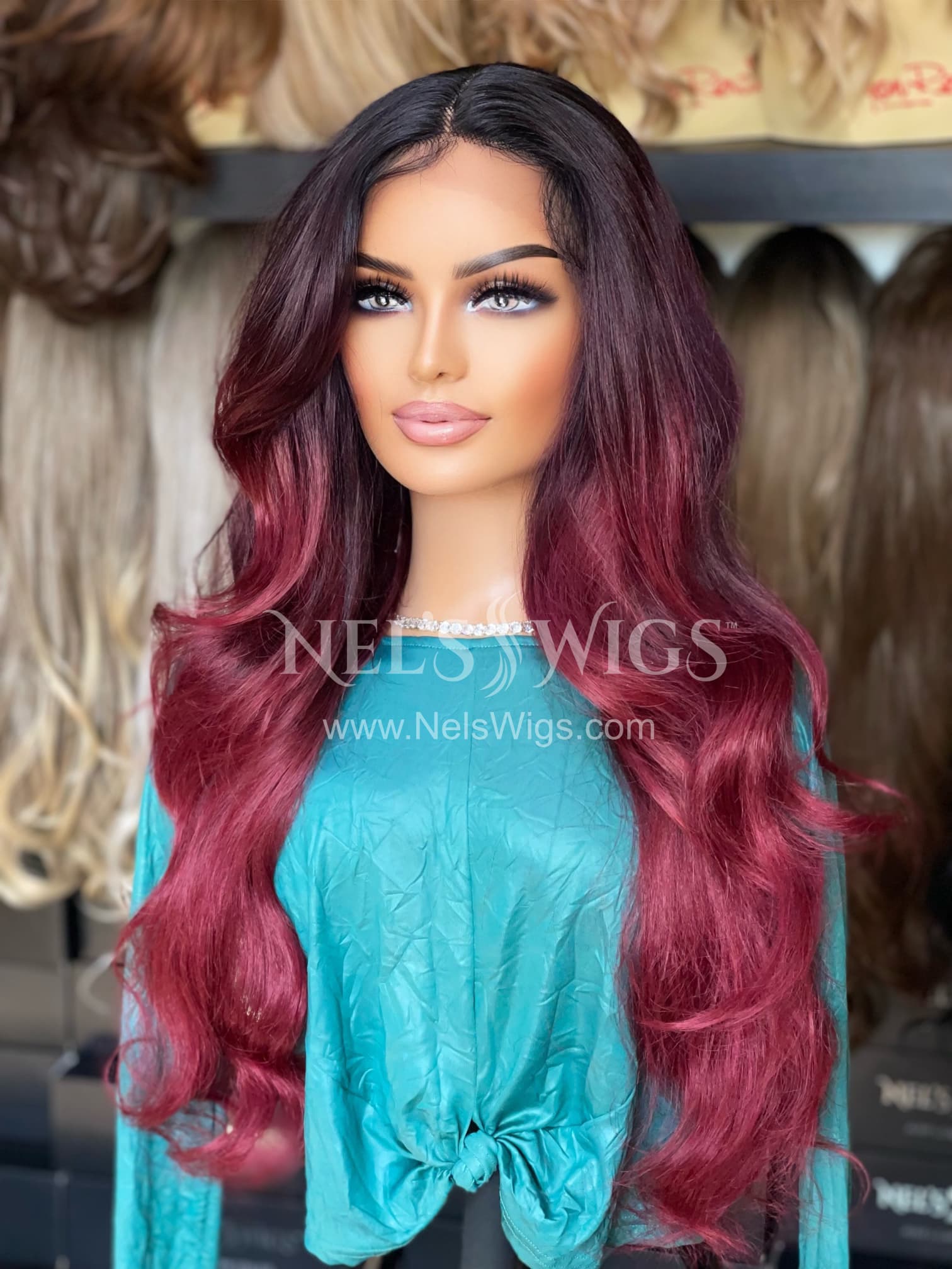 Nina – Soft Maroon Middle Part