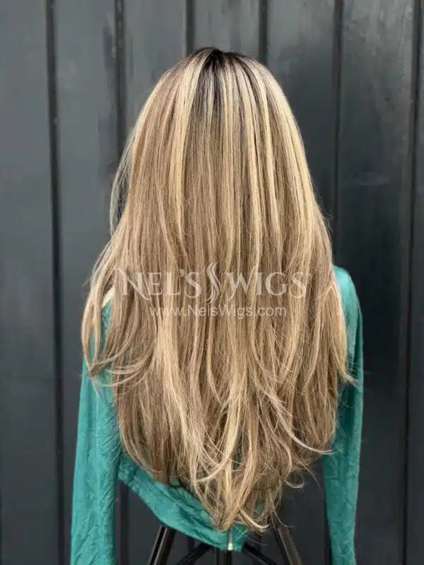 Madison - Warm Blonde and Light Brown Mix - Highlighted (Darker Roots)