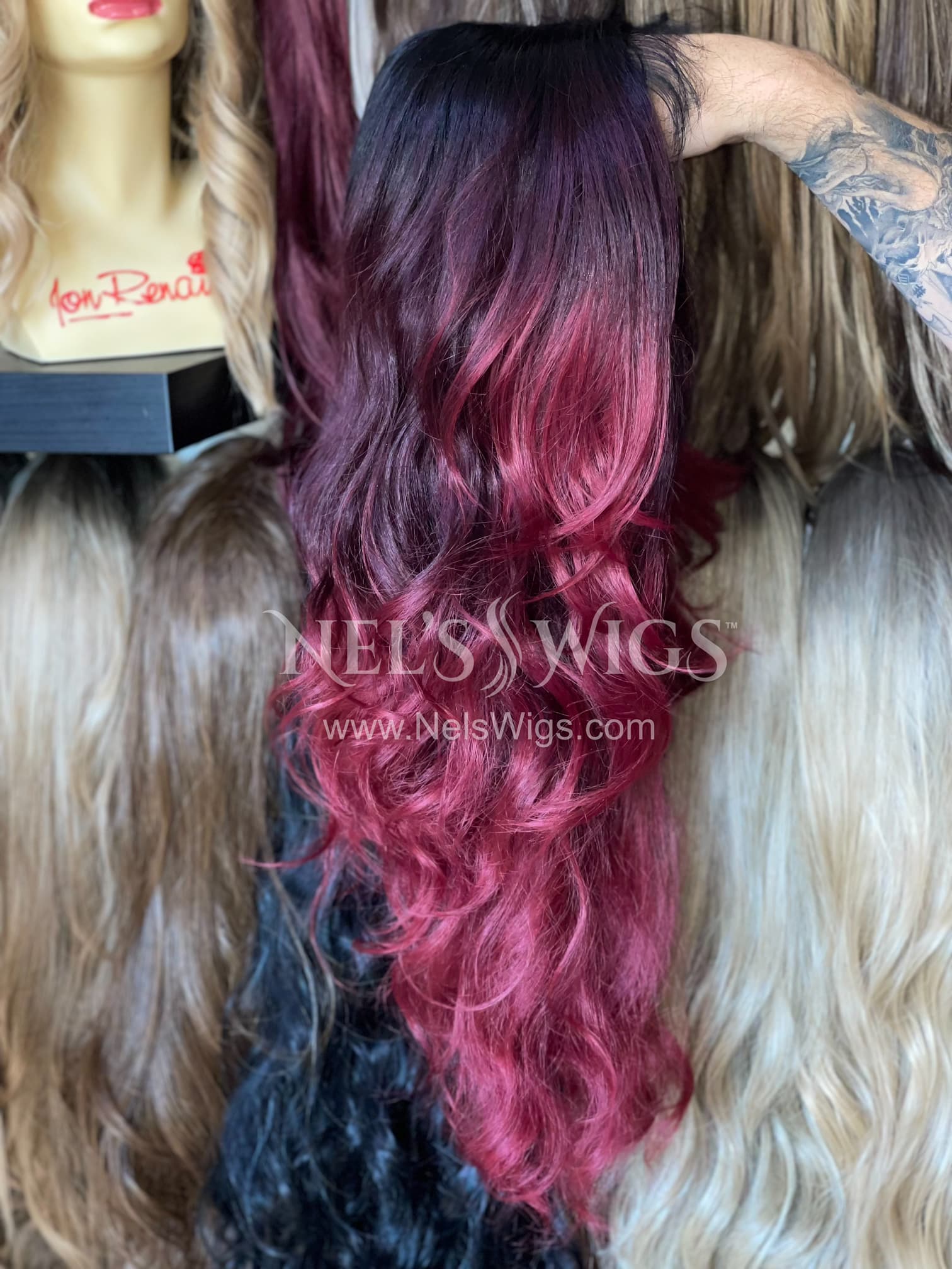 Nina – Soft Maroon Middle Part